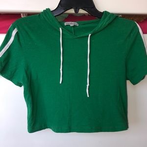Charlotte Russe crop green hoodie top